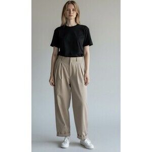 Vintage Ralph Lauren Woman’s Tan Wool Pleated Pants size 10 READ